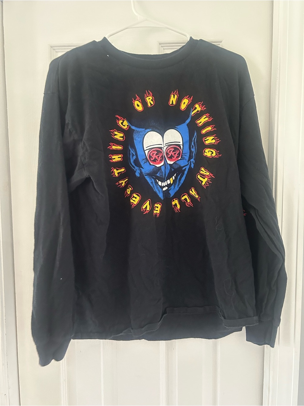 Foo Fighters 2024 Tour Black Long Sleeve Graphic Shirt Devil Large